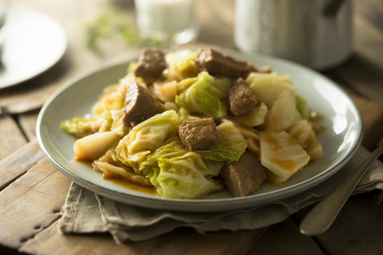 Chou sauté au bœuf