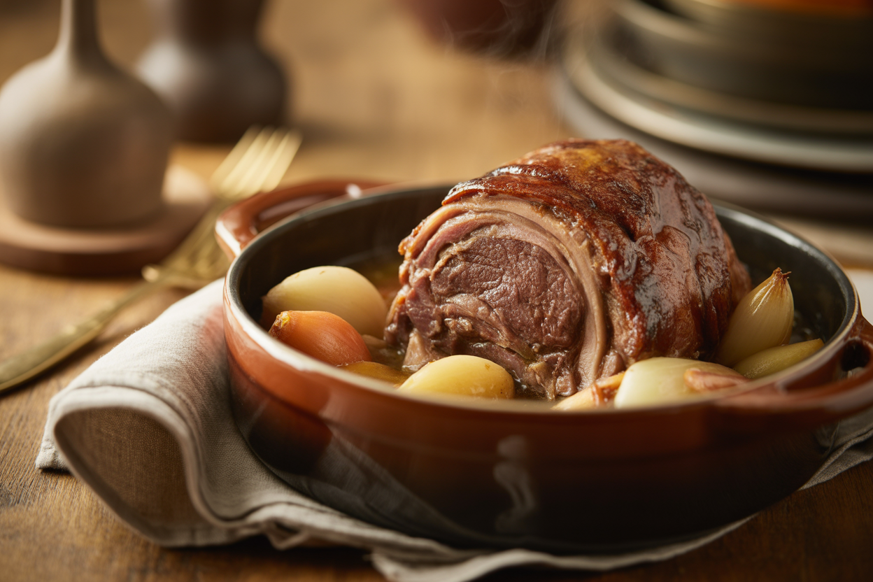 Épaule d'agneau roulée en cocotte