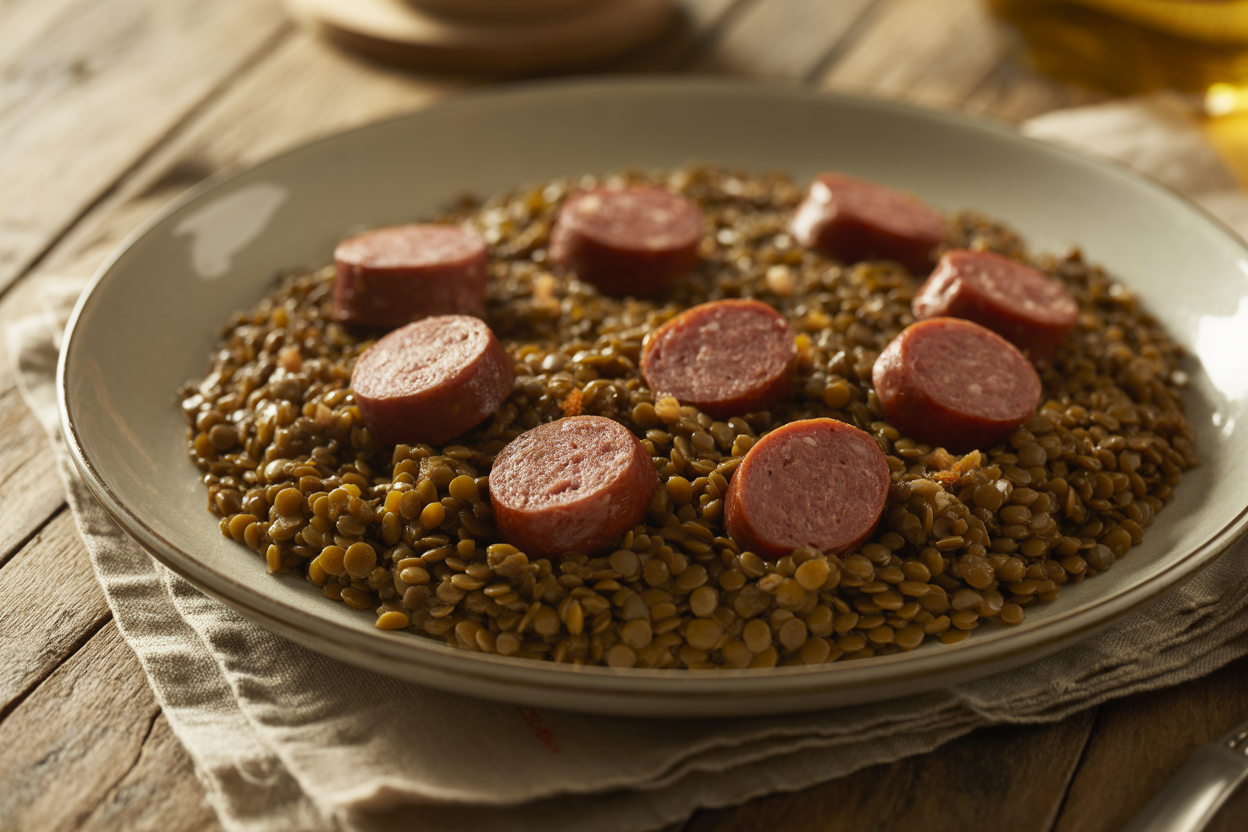 Lentilles aux saucisses de Montbéliard