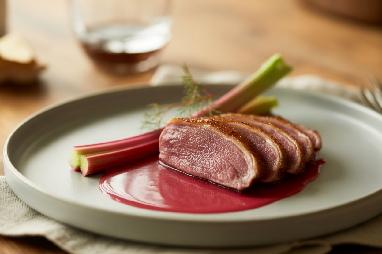 Magret de canard à la rhubarbe