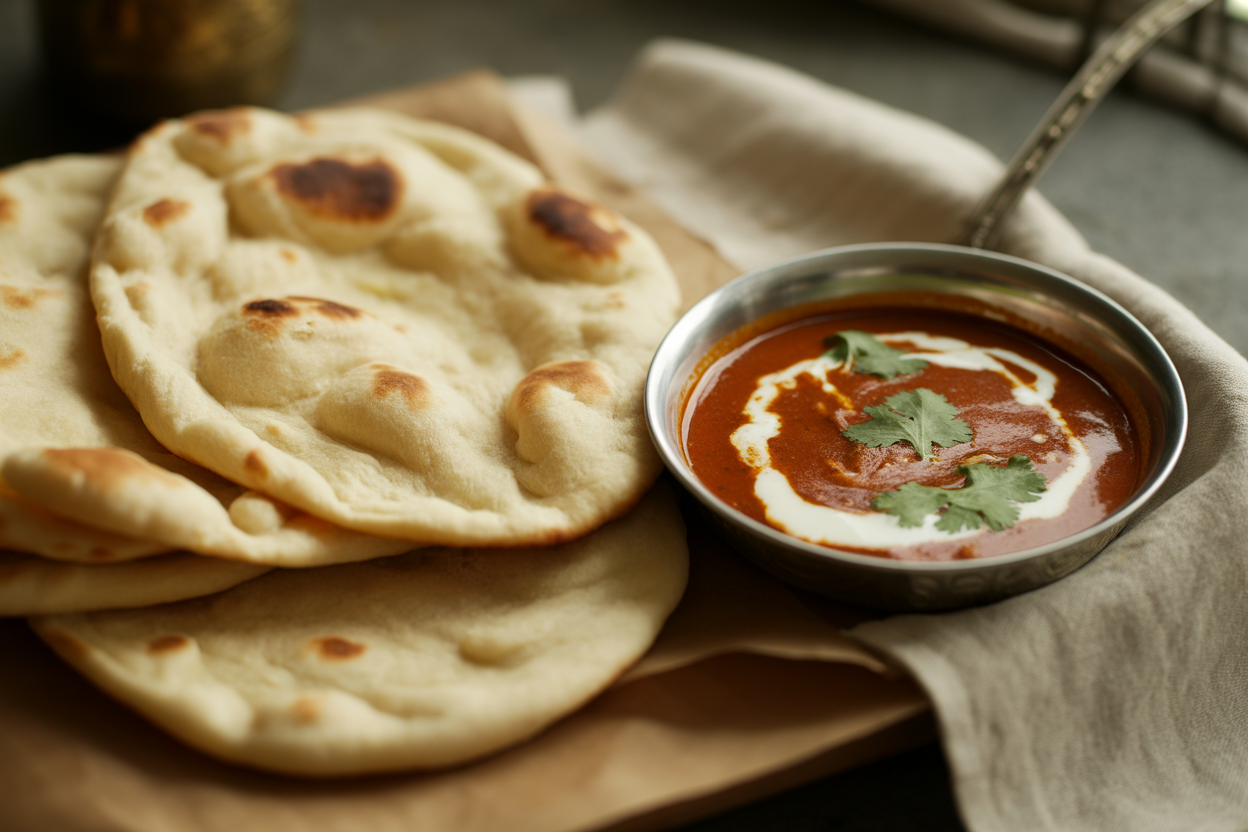 Naans et sauce indienne