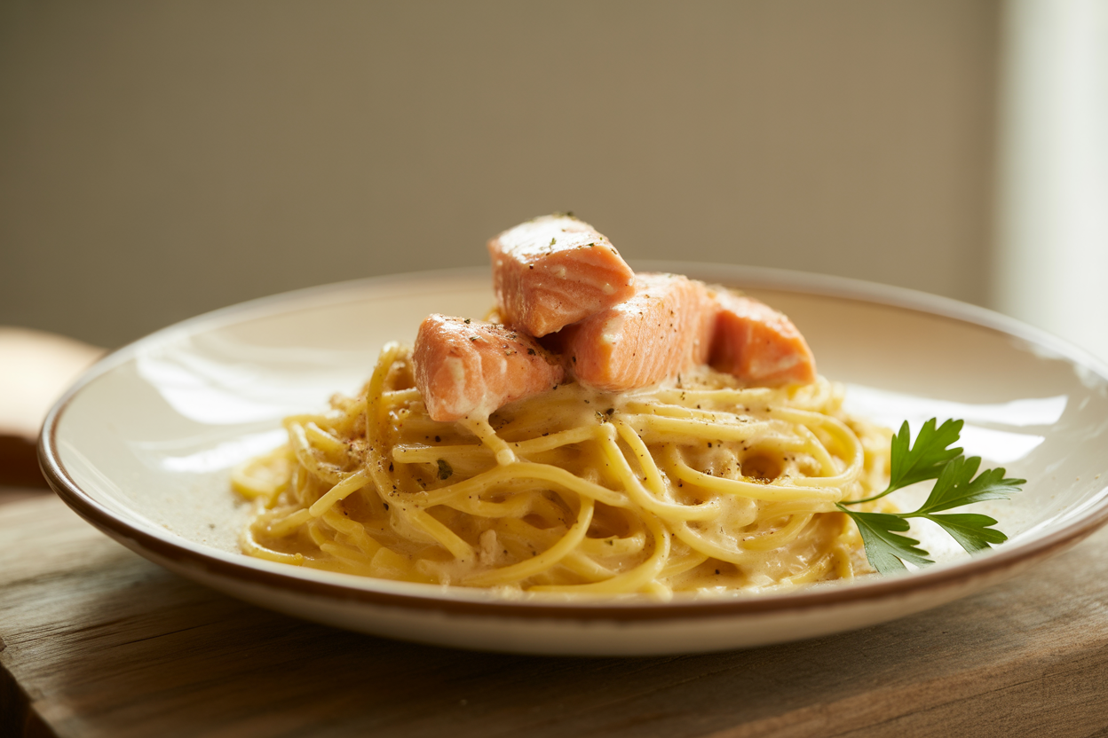 Pâtes à la carbonara au saumon