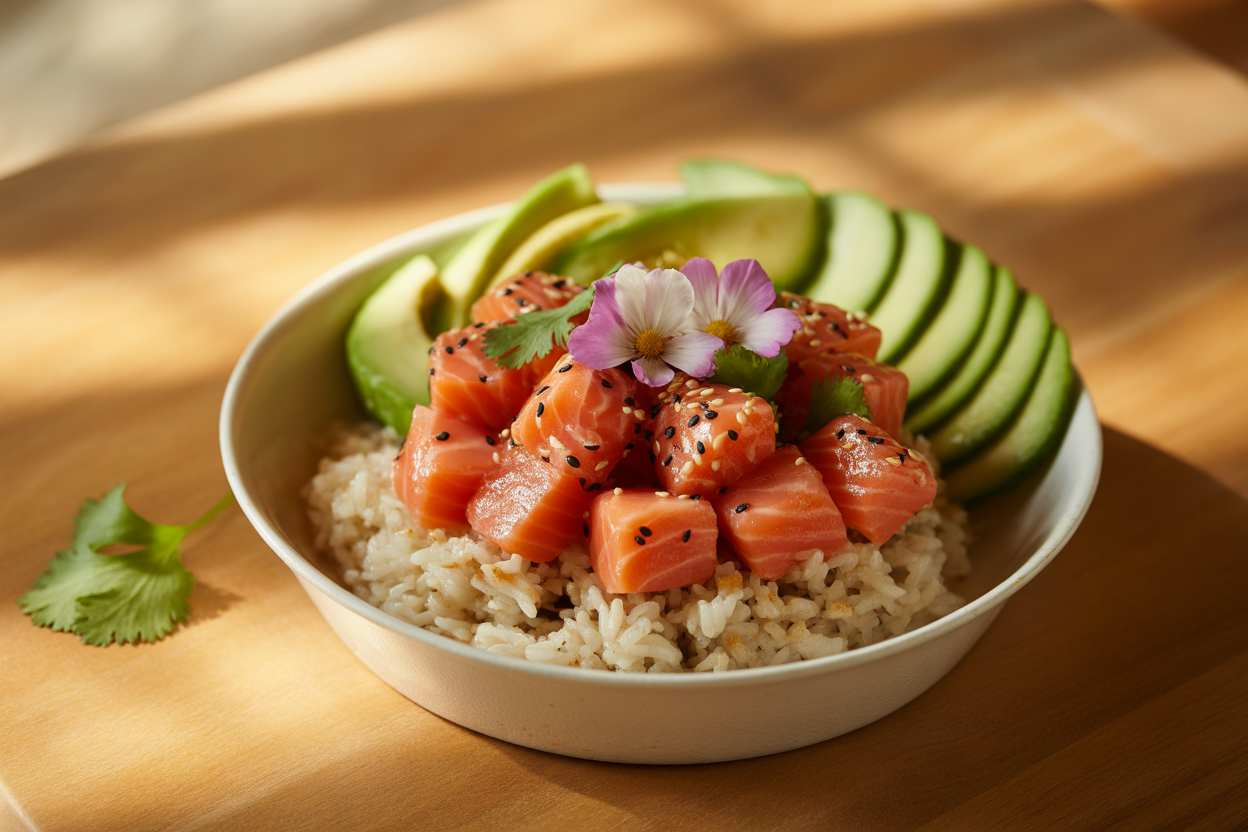 Poke bowl au saumon mariné