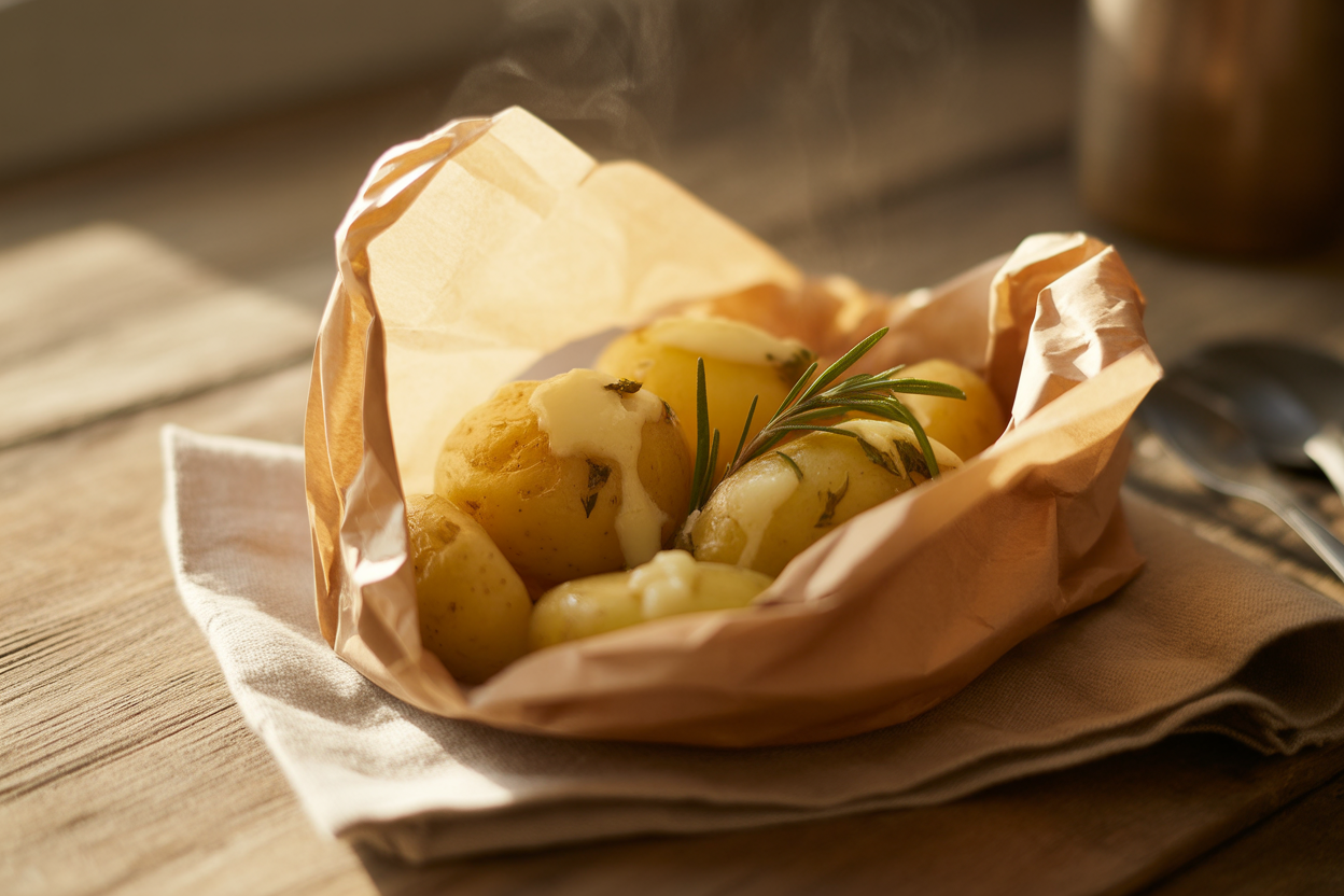 Pommes de terre au four en papillote