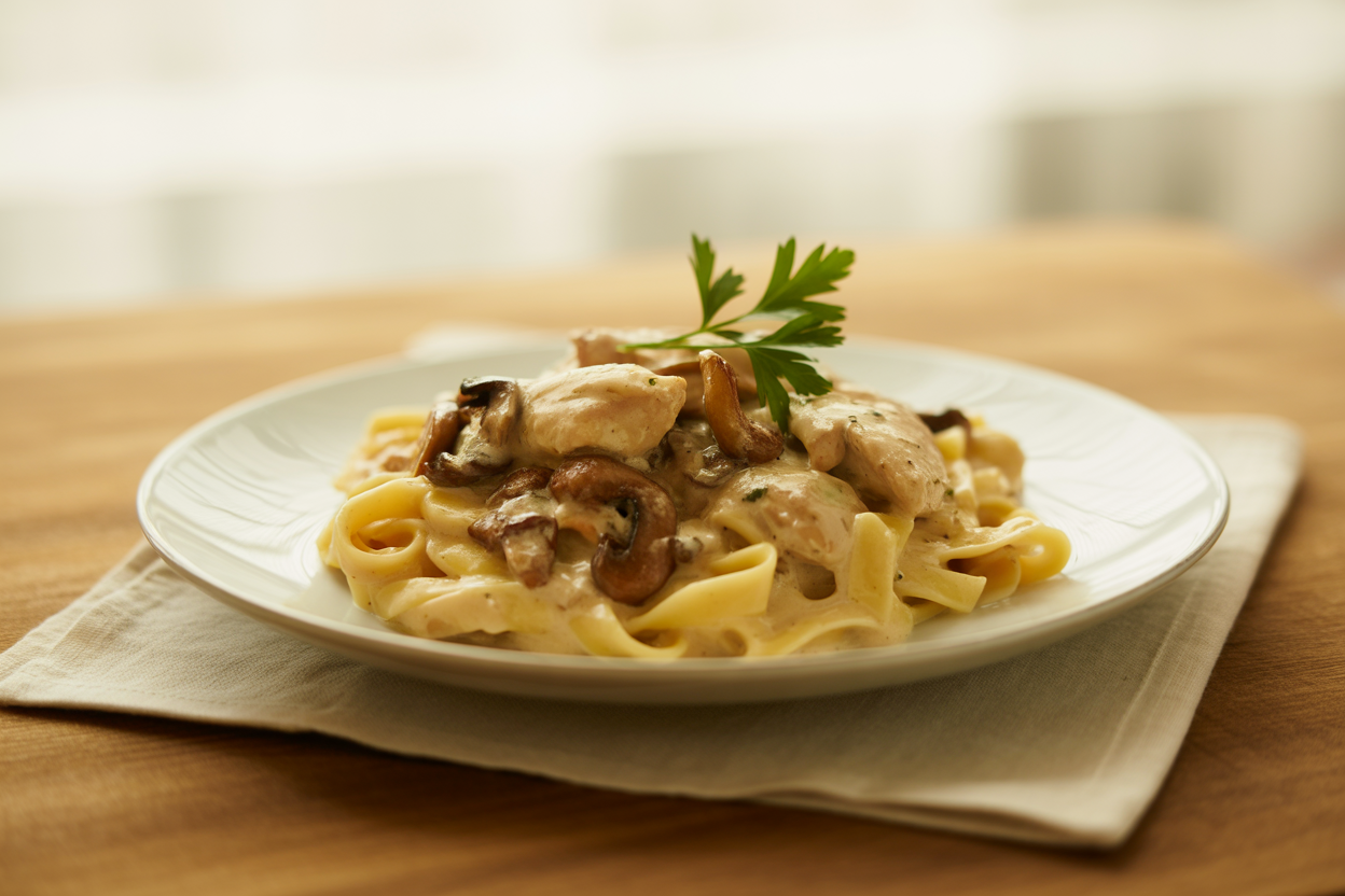 Poulet Alfredo aux champignons