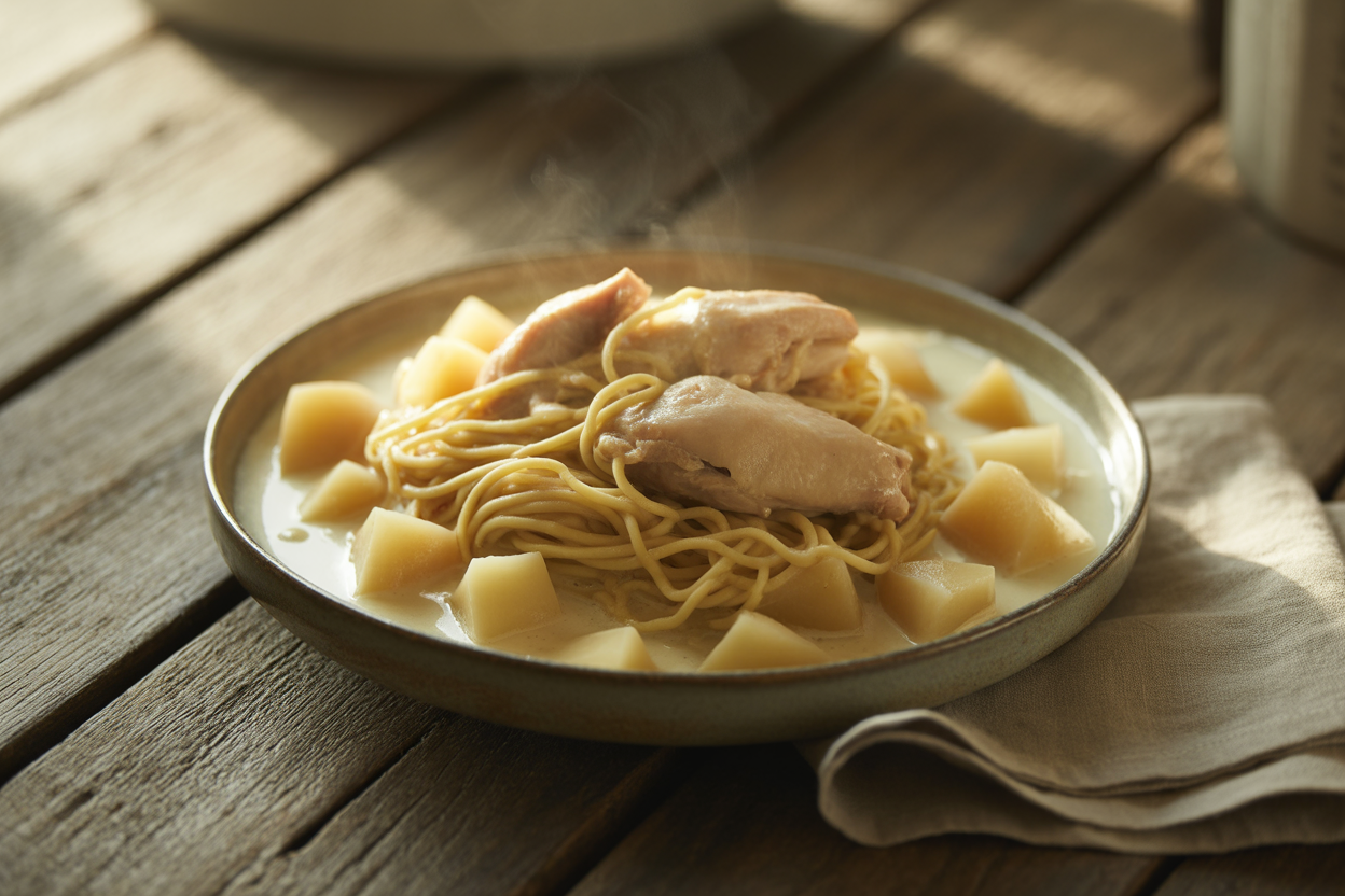 Rechta au poulet et aux navets, sauce blanche