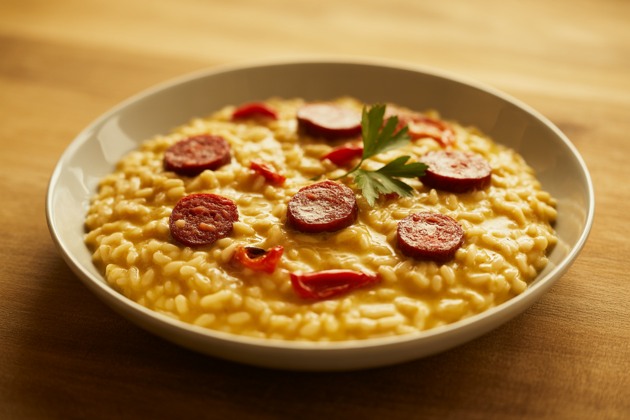 Risotto au chorizo et poivrons
