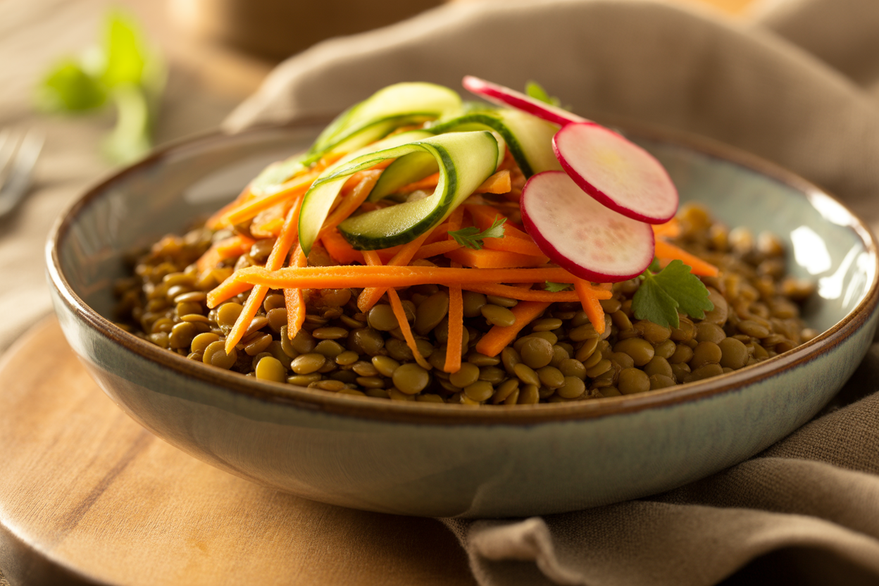 Salade de lentilles aux légumes croquants