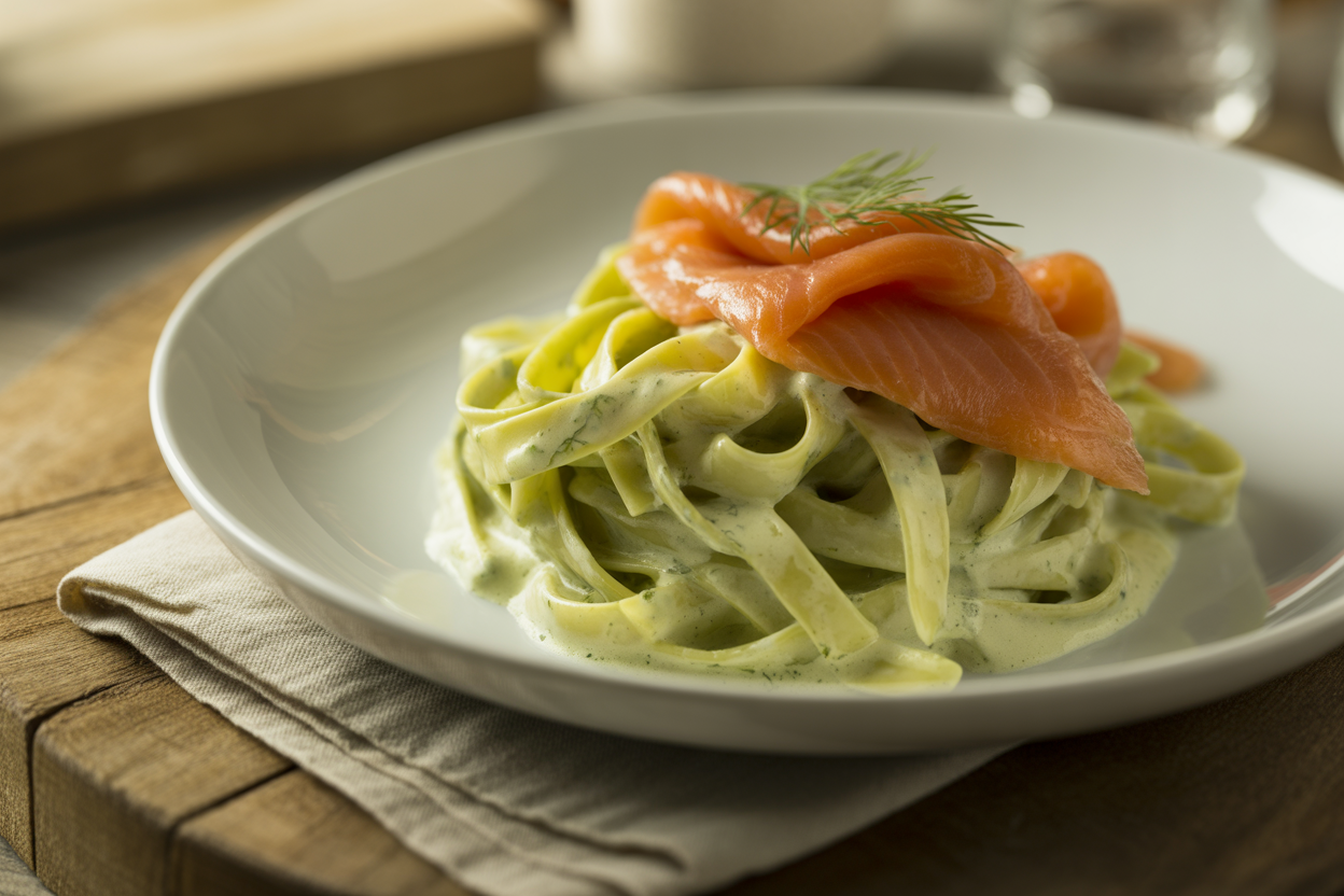 Tagliatelles au saumon fumé et au Boursin