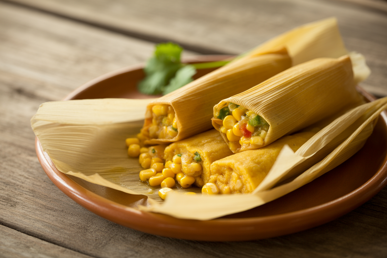 Tamales au maïs et aux légumes