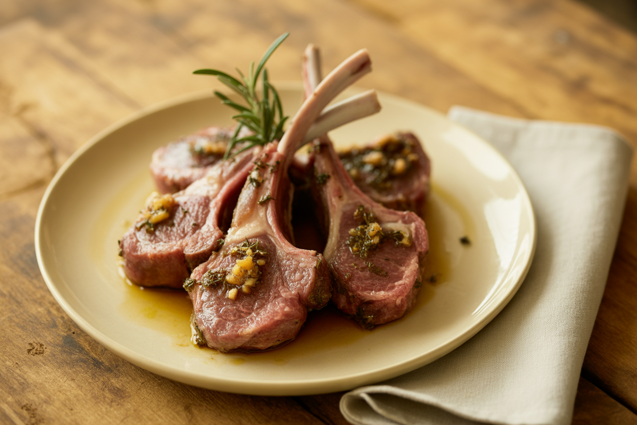 Tranches de gigot d'agneau marinées