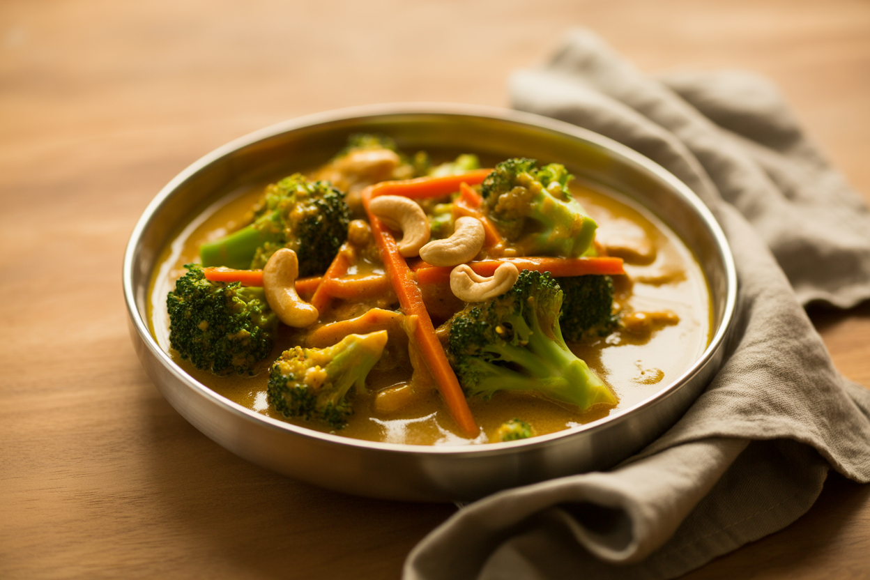 Wok de légumes au curry et lait de coco
