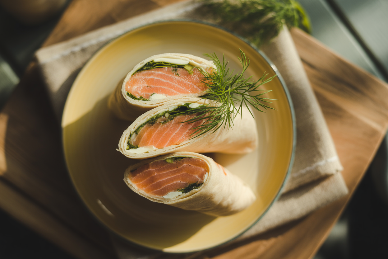 Wraps de saumon fumé, ail et fines herbes